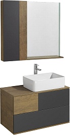 Акватон Мебель для ванной Терра 105 дуб кантри/антрацит с раковиной Mila – фотография-1